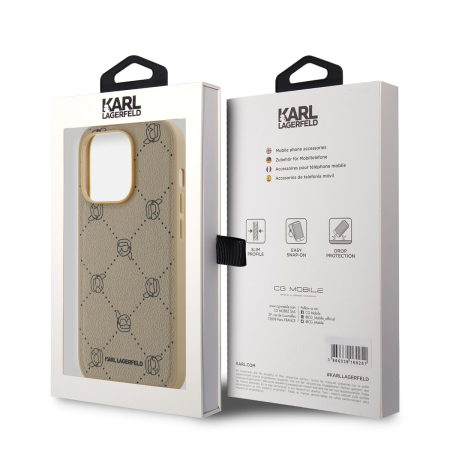 Husa iPhone 14 Pro Max, Karl Lagerfeld PU Karl Heads Pattern MagSafe, Beige [5]