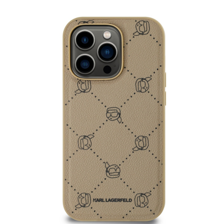 Husa iPhone 14 Pro Max, Karl Lagerfeld PU Karl Heads Pattern MagSafe, Beige [1]