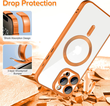 Husa iPhone 16 Pro, Luxury MagSafe Anti-Shock cu Protectie Lentile Camera, Cosmic Orange [2]