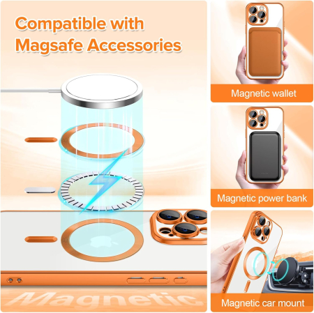 Husa iPhone 15 Pro Max, Luxury MagSafe Anti-Shock cu Protectie Lentile Camera, Cosmic Orange [4]