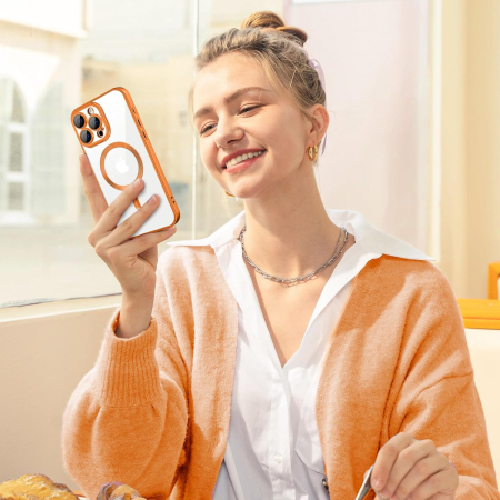 Husa iPhone 15 Pro Max, Luxury MagSafe Anti-Shock cu Protectie Lentile Camera, Cosmic Orange [5]