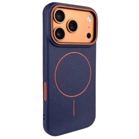 Husa iPhone 16 Pro Max, Silicon Texturat cu Protectie Interioara din Piele si MagSafe, Albastra [1]