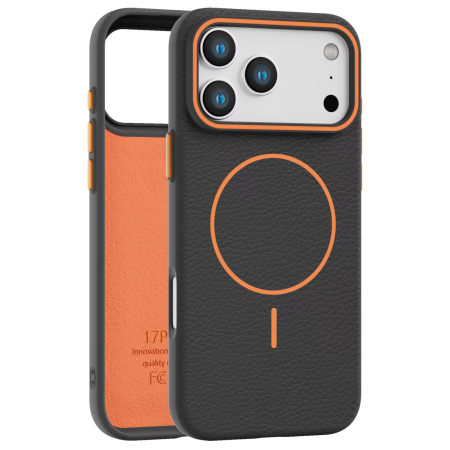 Husa iPhone 15 Pro Max, Silicon Texturat cu Protectie Interioara din Piele si MagSafe, Black [6]