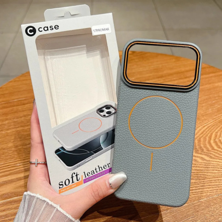 Husa iPhone 16, Silicon Texturat cu Protectie Interioara din Piele si MagSafe, Grey [3]