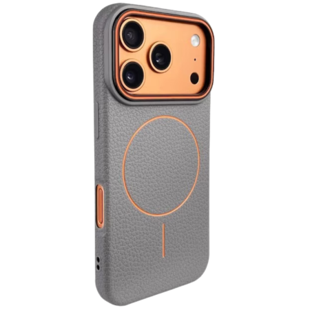 Husa iPhone 15 Pro Max, Silicon Texturat cu Protectie Interioara din Piele si MagSafe, Grey [1]