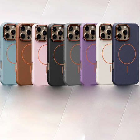 Husa iPhone 16 Pro Max, Silicon Texturat cu Protectie Interioara din Piele si MagSafe, Albastra [6]