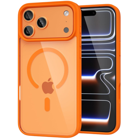 IPHONE 15 - Husa iPhone 15, Crystal Clear MagSafe, Orange