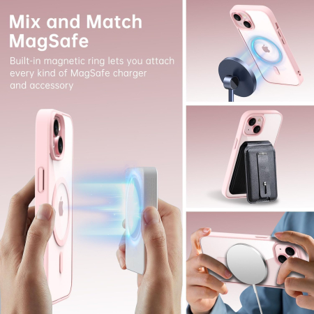 Husa iPhone 15, Crystal Clear MagSafe, Pink [3]
