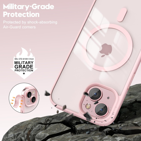 Husa iPhone 15, Crystal Clear MagSafe, Pink [2]