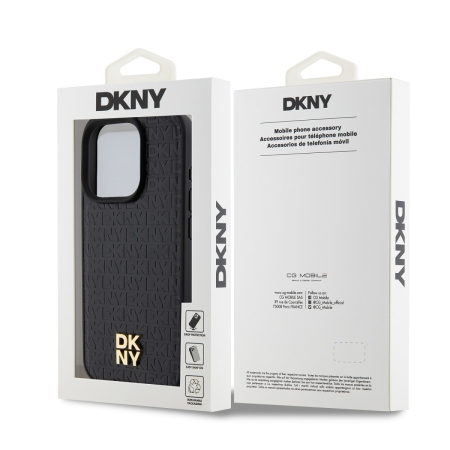 Husa iPhone 15 Pro, DKNY PU Leather Repeat Pattern Stack Logo MagSafe, Black [5]