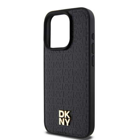 Husa iPhone 15 Pro, DKNY PU Leather Repeat Pattern Stack Logo MagSafe, Black [3]