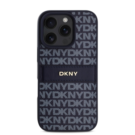 Husa iPhone 15 Pro, DKNY PU Leather Repeat Pattern Tonal Stripe, Blue [2]