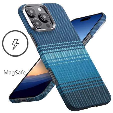 Husa iPhone 15 Pro Max, Kevlar Aramid Fiber with MagSafe, Blue Moonrise [1]