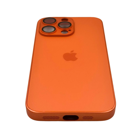 Husa iPhone 15 Pro Max, AG Glass MagSafe, Sticla si Silicon cu Protectie Lentile Camera, Orange - Mat [3]
