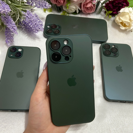 Husa iPhone 15 Pro Max, AG Glass MagSafe, Sticla si Silicon cu Protectie Lentile Camera, Verde Army - Mat [1]