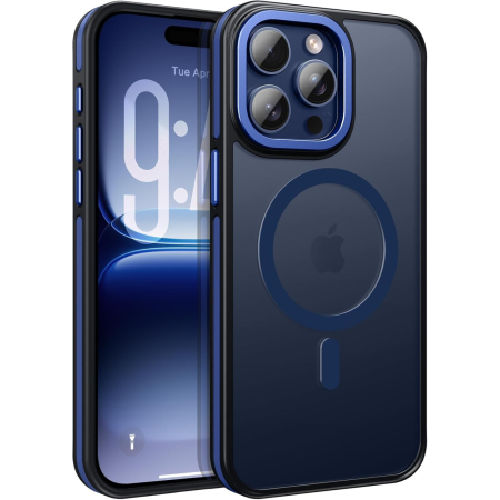 IPHONE 15 PRO MAX - Husa iPhone 15 Pro Max, Anti-Slip Shockproof, Military-Grade Protection, MagSafe, Deep Blue - Black