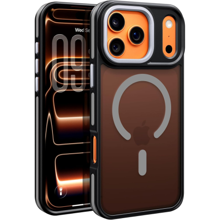 IPHONE 15 PRO MAX - Husa iPhone 15 Pro Max, Anti-Slip Shockproof, Military-Grade Protection, MagSafe, Grey - Black