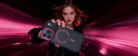 Husa iPhone 16 Pro, Anti-Slip Shockproof, Military-Grade Protection, MagSafe, Hot Pink - Black [8]