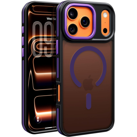 IPHONE 15 PRO MAX - Husa iPhone 15 Pro Max, Anti-Slip Shockproof, Military-Grade Protection, MagSafe, Purple - Black
