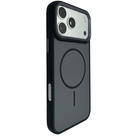Husa iPhone 16, Anti-Slip Silicone Frame, Hard Back MagSafe, Dur Aluminium frame Camera Protection, Black [3]