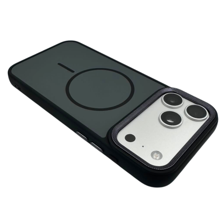 Husa iPhone 16 Pro Max, Anti-Slip Silicone Frame, Hard Back MagSafe, Dur Aluminium frame Camera Protection, Black [4]
