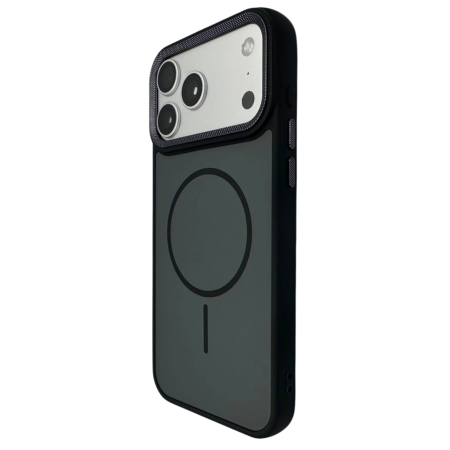 Husa iPhone 17 Pro Max, Anti-Slip Silicone Frame, Hard Back MagSafe, Dur Aluminium frame Camera Protection, Black [1]