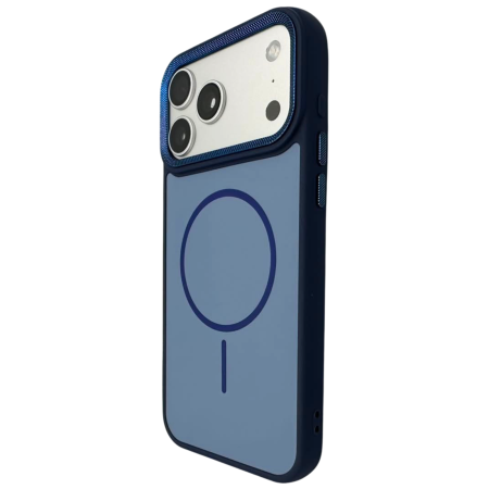 Husa iPhone 16 Pro, Anti-Slip Silicone Frame, Hard Back MagSafe, Dur Aluminium frame Camera Protection, Blue [2]