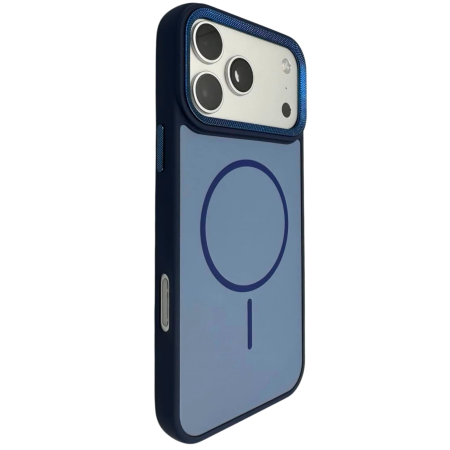 Husa iPhone 17 Air, Anti-Slip Silicone Frame, Hard Back MagSafe, Dur Aluminium frame Camera Protection, Blue [2]