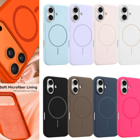 Husa iPhone 16 Pro din Silicon cu Microfibra la Interior si MagSafe, Lila [4]