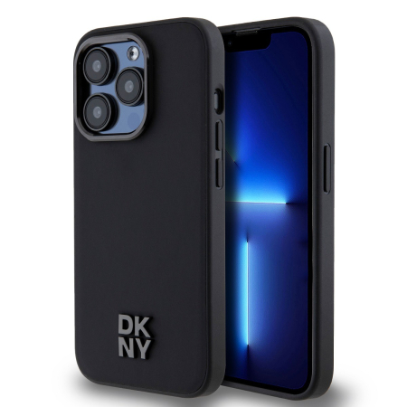 IPHONE 15 PRO MAX - Husa iPhone 15 Pro Max, DKNY PU Leather Stack Logo Magsafe, Black