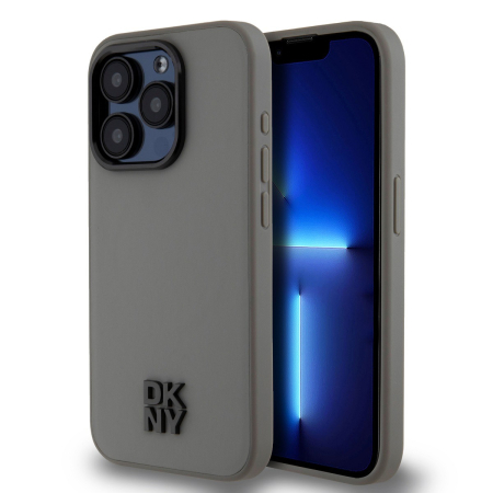 IPHONE 15 PRO MAX - Husa iPhone 15 Pro Max, DKNY PU Leather Stack Logo Magsafe, Grey