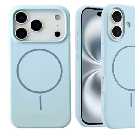 Husa iPhone 16 din Silicon cu Microfibra la Interior si MagSafe, Baby Blue [1]