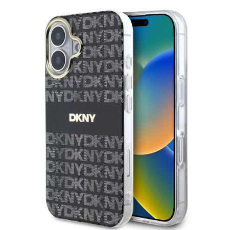IPHONE 16 - Husa iPhone 16, DKNY PC/TPU Repeat Pattern Tonal Stripe Magsafe, Black