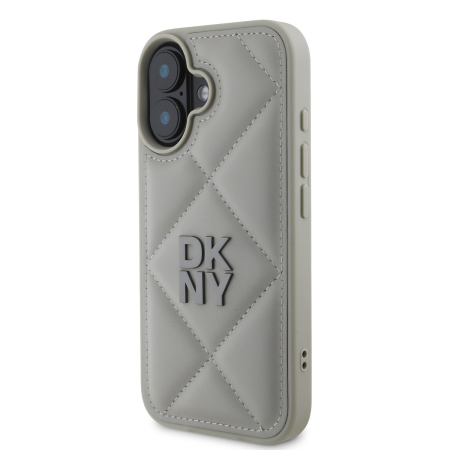Husa iPhone 16, DKNY PU Leather Quilted Stack, Grey [2]