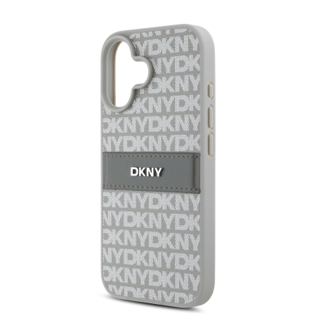 Husa iPhone 16, DKNY PU Leather Repeat Pattern Tonal Stripe, Beige [3]