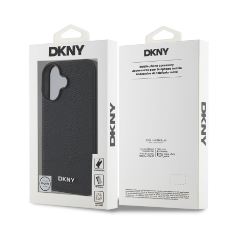 Husa iPhone 16, DKNY PU Leather Silver Metal Logo Magsafe, Black [5]