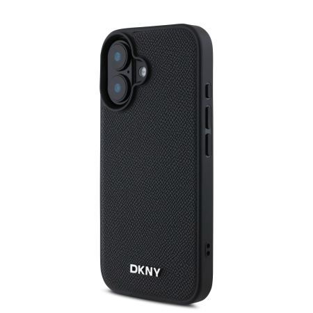 Husa iPhone 16, DKNY PU Leather Silver Metal Logo Magsafe, Black [2]