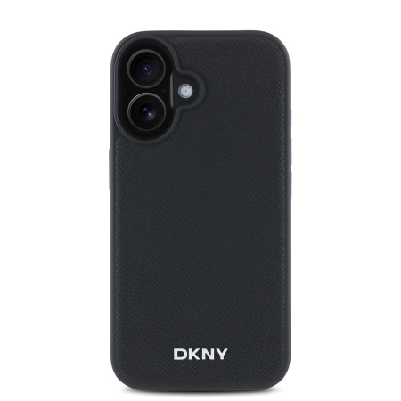 Husa iPhone 16, DKNY PU Leather Silver Metal Logo Magsafe, Black [1]