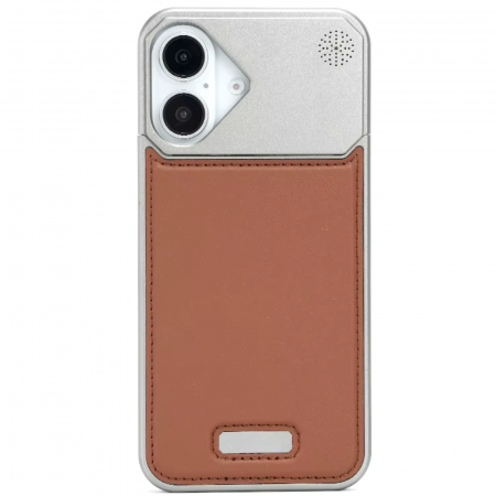 IPHONE 16 - Husa iPhone 16, Dur Aluminiu si Piele cu MagSafe, Brown