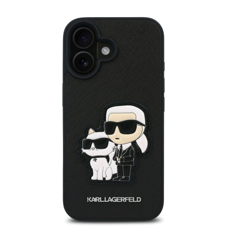 IPHONE 16 - Husa iPhone 16, Karl Lagerfeld PU Saffiano Karl and Choupette, Black