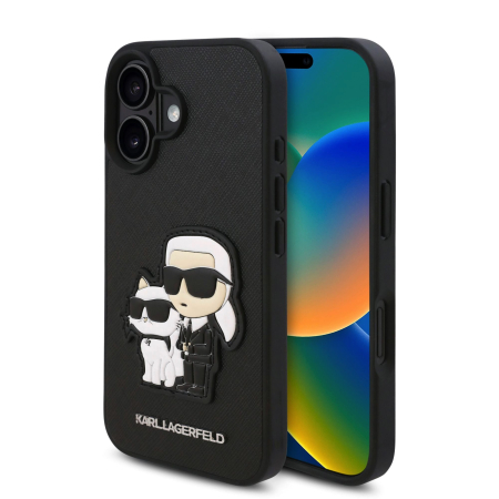 Husa iPhone 16, Karl Lagerfeld PU Saffiano Karl and Choupette, Black [1]