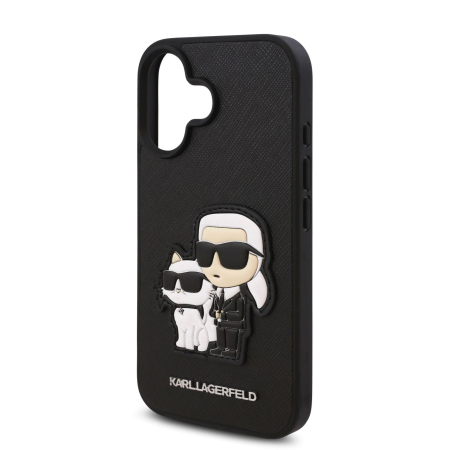 Husa iPhone 16, Karl Lagerfeld PU Saffiano Karl and Choupette, Black [3]