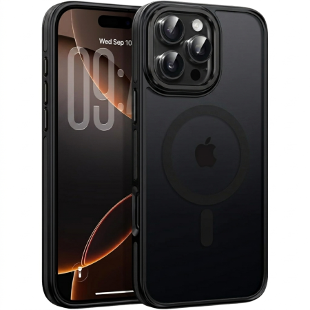 IPHONE 16 PRO - Husa iPhone 16 Pro, Anti-Slip Shockproof, Military-Grade Protection, MagSafe, Black