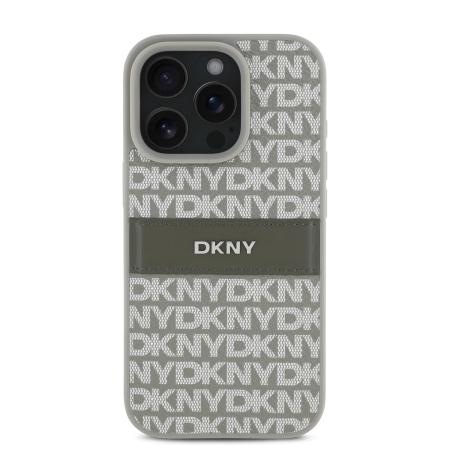 Husa iPhone 16 Pro. DKNY PU Leather Repeat Pattern Tonal Stripe, Beige [1]