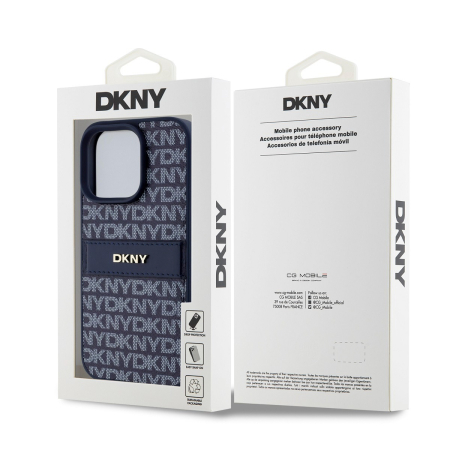 Husa iPhone 16 Pro. DKNY PU Leather Repeat Pattern Tonal Stripe, Blue [5]