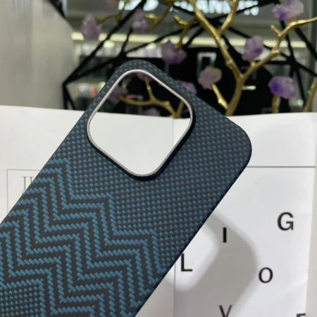 Husa iPhone 16 Pro, Kevlar Aramid Fiber with MagSafe, Blue Waves [4]