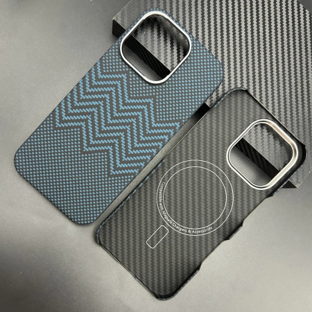 Husa iPhone 15 Pro, Kevlar Aramid Fiber with MagSafe, Blue Waves [6]