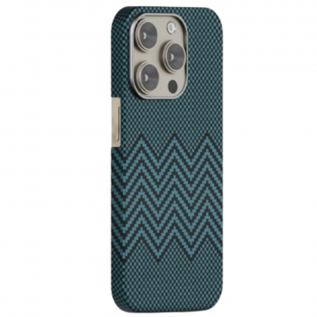 Husa iPhone 16 Pro, Kevlar Aramid Fiber with MagSafe, Blue Waves [1]