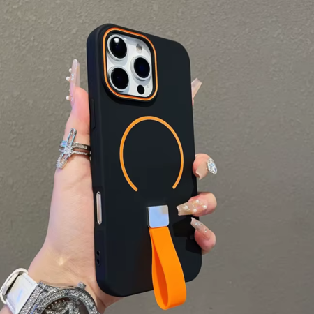 Husa iPhone 16 Pro, Loop Thin MagSafe, Black-Orange [1]