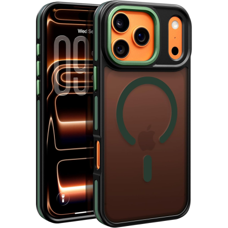 IPHONE 16 PRO MAX - Husa iPhone 16 Pro Max, Anti-Slip Shockproof, Military-Grade Protection, MagSafe, Green - Black